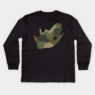 South Africa Map Camo Pattern African Safari Camouflage Kids Long Sleeve T-Shirt